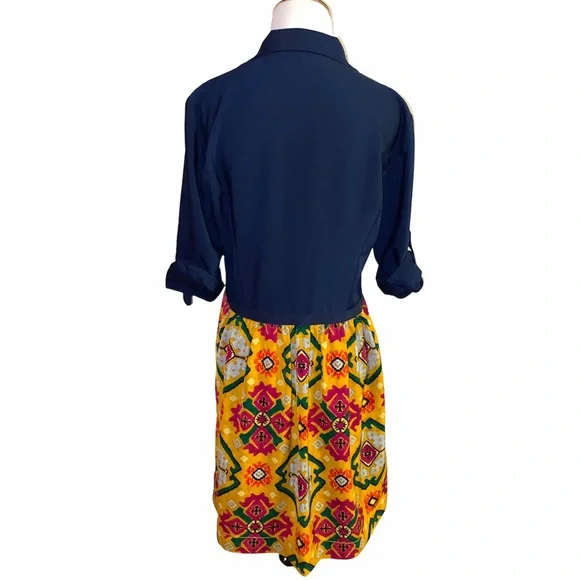 Rachel by Rachel Roy button up shirt dress, unique colorful print, sz 6 - Picture 2 of 9